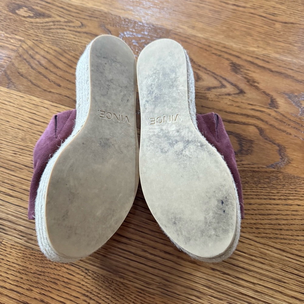 Vince Solana Suede Burgundy Slide-On Platform Espadrille Sandals | Size 6 - Picture 3 of 6